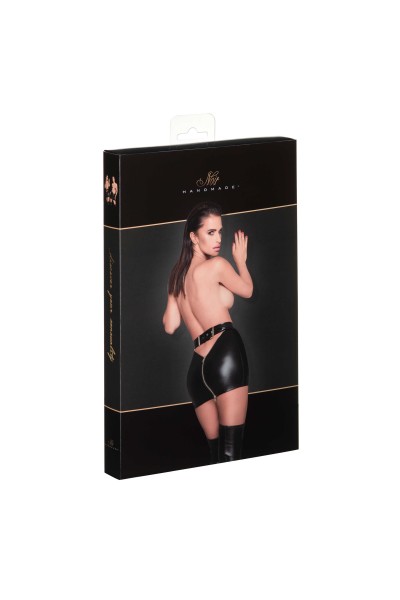 Minigonna in tessuto wetlook con doppia zip color oro