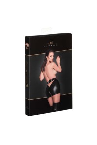 Minigonna in tessuto wetlook con doppia zip color oro