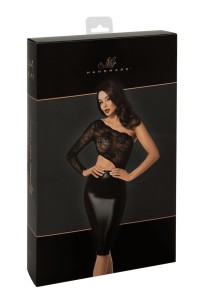 Abito in tessuto wetlook e pizzo Erotica