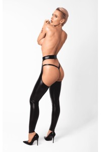 Pantaloni wetlook con dettaglio cut-out