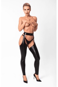 Pantaloni wetlook con dettaglio cut-out