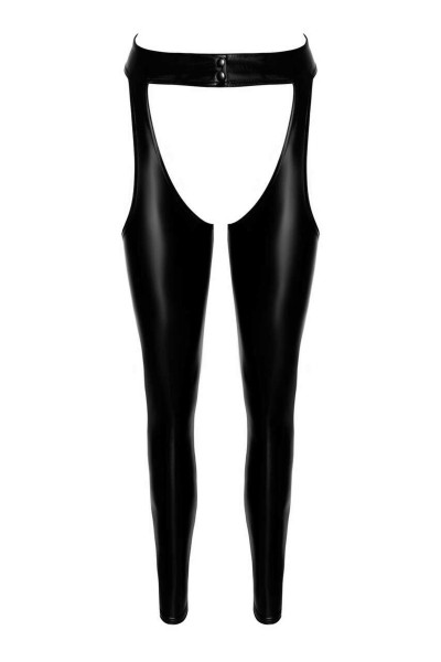 Pantaloni wetlook con dettaglio cut-out