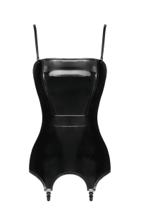Corsetto con reggicalze in PVC Dominae Venom
