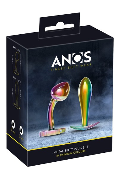 Set di plug anali in metallo nei colori dell'arcobaleno