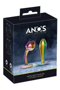 Set di plug anali in metallo nei colori dell'arcobaleno