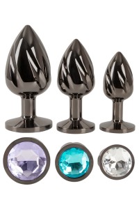 Set 3 plug anali in metallo a spirale con gemme colorate
