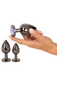 Set 3 plug anali in metallo a spirale con gemme colorate