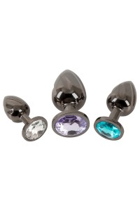 Set 3 plug anali in metallo a spirale con gemme colorate