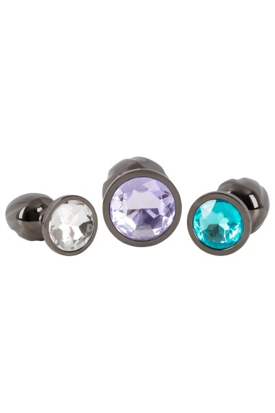 Set 3 plug anali in metallo a spirale con gemme colorate