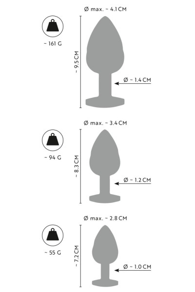 Set 3 plug anali in metallo a spirale con gemme colorate