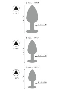 Set 3 plug anali in metallo a spirale con gemme colorate
