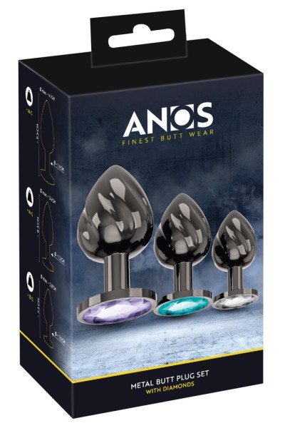 Set 3 plug anali in metallo a spirale con gemme colorate