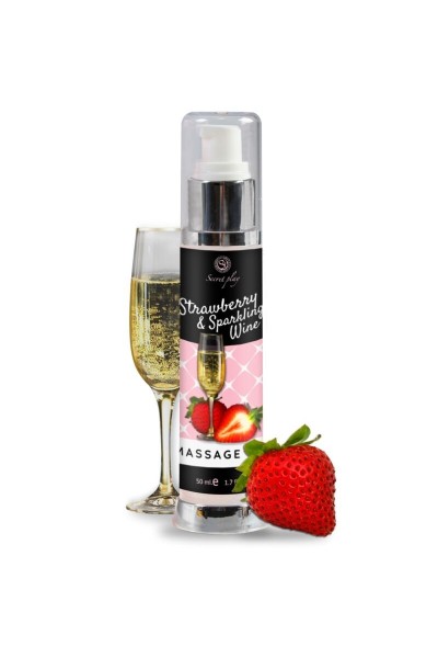 Olio per massaggi gusto fragola e vino 50 ml