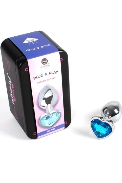 Plug anale in metallo Heart azzurro 7 cm