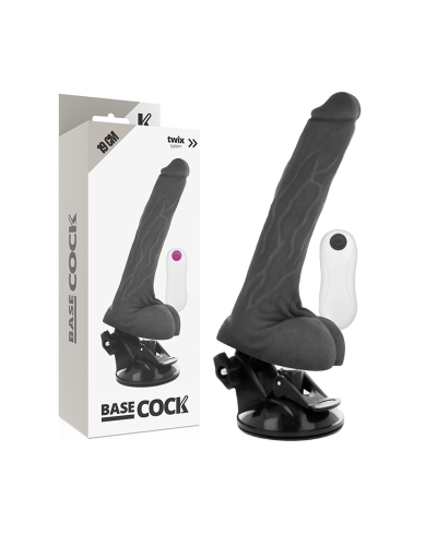 Vibratore realistico telecomandato nero con testicoli 19 cm - Basecock