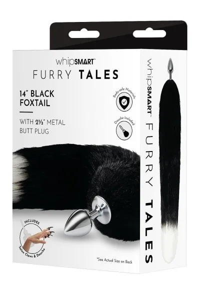 Plug anale in metallo con coda di volpe nera Furry Tales