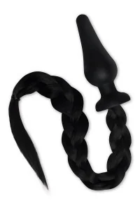 Plug anale in silicone con coda di cavallo nera Furry Tales