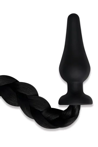 Plug anale in silicone con coda di cavallo nera Furry Tales