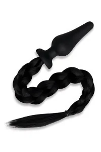 Plug anale in silicone con coda di cavallo nera Furry Tales