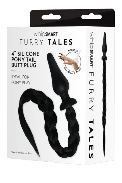 Plug anale in silicone con coda di cavallo nera Furry Tales