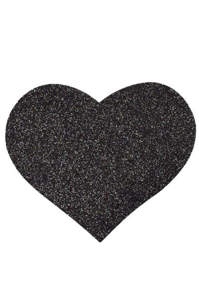 Copricapezzoli adesivi a forma di cuore glitterato nero