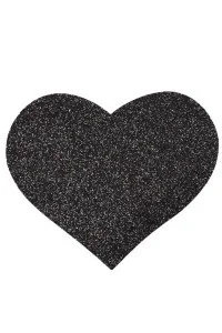 Copricapezzoli adesivi a forma di cuore glitterato nero