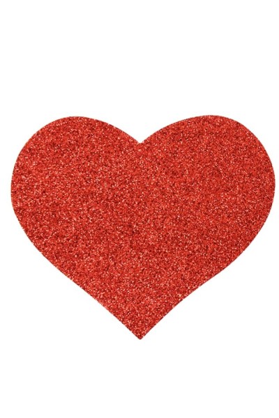 Copricapezzoli adesivi a forma di cuore rosso glitterato