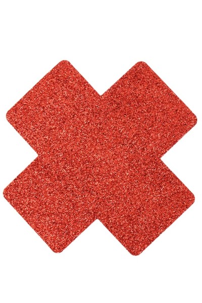 Copricapezzoli adesivi con croce glitter rossa