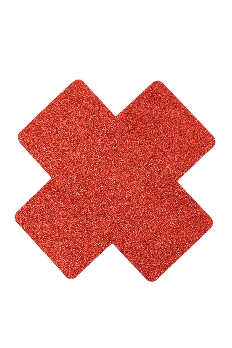 Copricapezzoli adesivi con croce glitter rossa