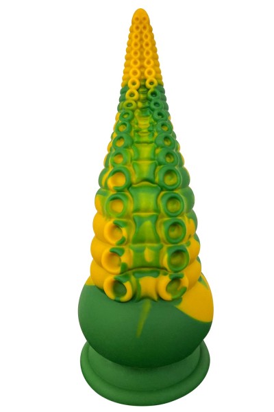 Gode ventouse tentacule Kraken 21 cm vert et jaune