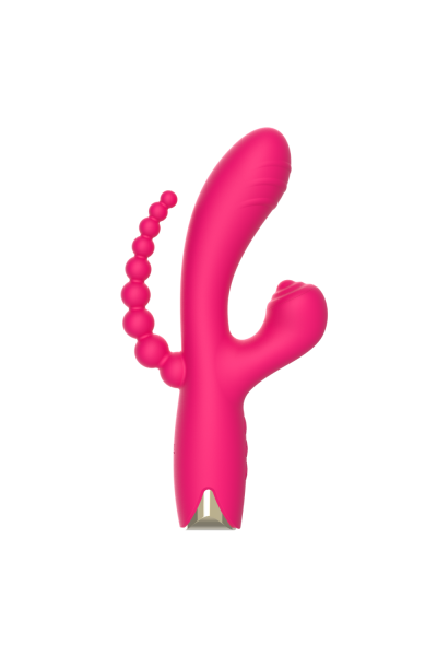 Vibromasseur triple stimulation USB rose Snappy Bunny