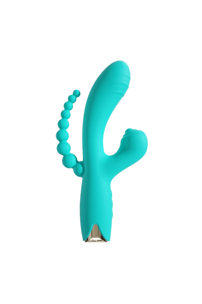 Vibromasseur triple stimulation USB turquoise Snappy Bunny