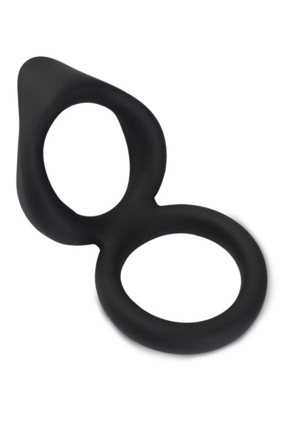 Double cockring noir en silicone