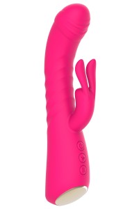 Vibromasseur rabbit rose chauffant avec fonction va-et-vient, USB