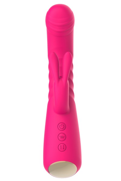 Vibromasseur rabbit rose chauffant avec fonction va-et-vient, USB