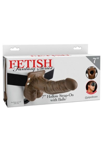 STRAP-ON HUECO CON TEST�CULOS 17.8 CM FETISH FANTASY SERIES