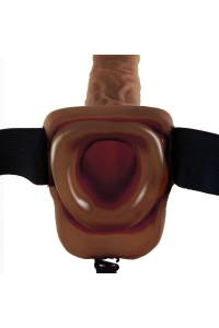 Strap on con dildo cavo 22,9 cm marrone Hollow Strap on With Balls