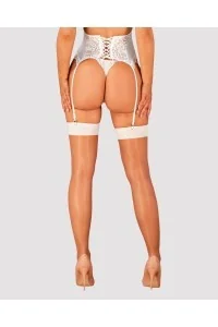 Calze da reggicalze nude con balza bianca S814