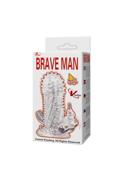 Guaina fallica vibrante con stimolatore rabbit e perineale Brave Man