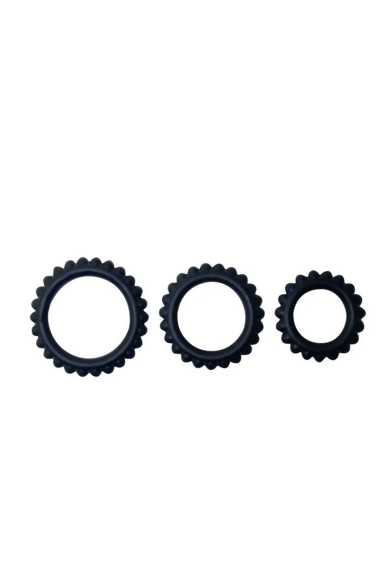 BAILE  TITAN SET 3PCS COCK RING BLACK 2.8 + 2.4 + 1.9 CM