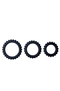 BAILE  TITAN SET 3PCS COCK RING BLACK 2.8 + 2.4 + 1.9 CM