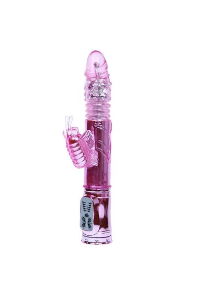 VIBRADOR RECARGABLE CON ROTACION Y ESTIMULADOR THROBBING BUTTERFLY