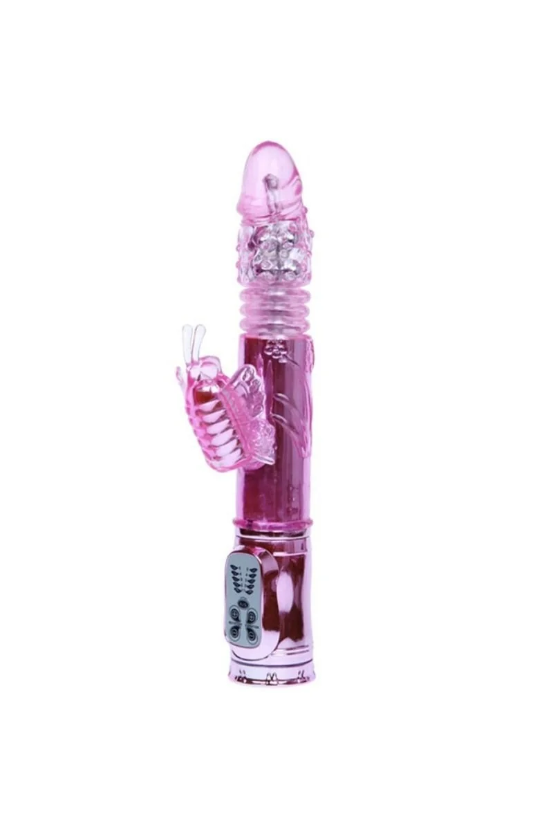 VIBRADOR RECARGABLE CON ROTACION Y ESTIMULADOR THROBBING BUTTERFLY