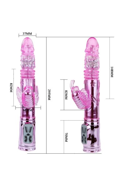 VIBRADOR RECARGABLE CON ROTACION Y ESTIMULADOR THROBBING BUTTERFLY