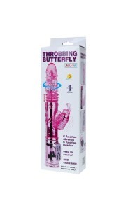 VIBRADOR RECARGABLE CON ROTACION Y ESTIMULADOR THROBBING BUTTERFLY