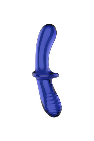 Dildo doppio in vetro blu Double Crystal