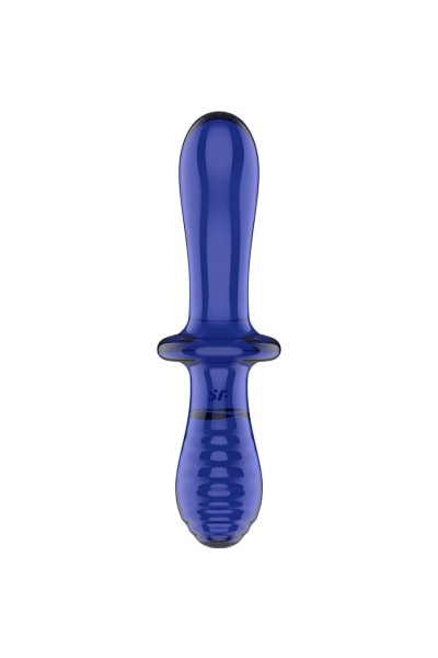 Dildo doppio in vetro blu Double Crystal