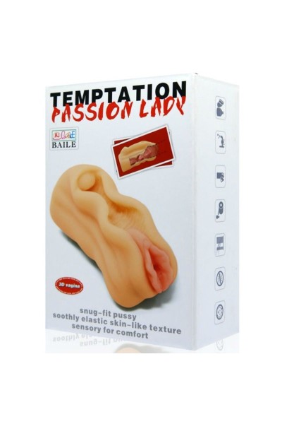 Mini masturbatore con clitoride e labbra vaginali Temptation Passion Lady