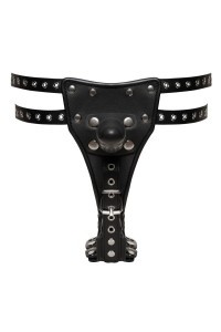 Strap on a perizoma in pelle con 3 dildo