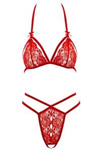 Completino intimo 2 pezzi rosso con coppe apribili